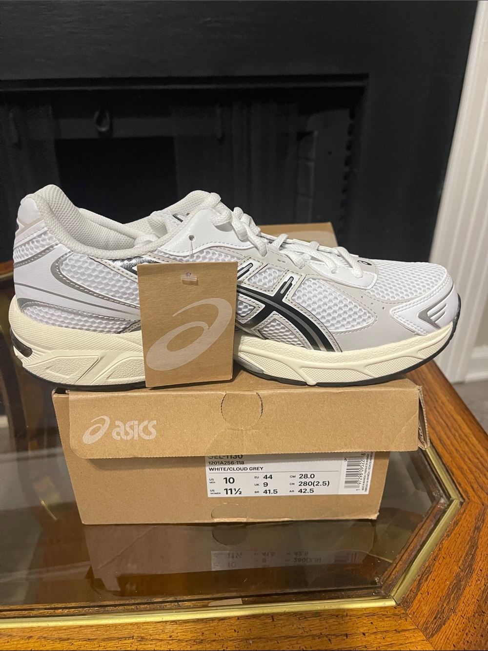 Asics Men's White and Cloud Grey Mesh Sneakers